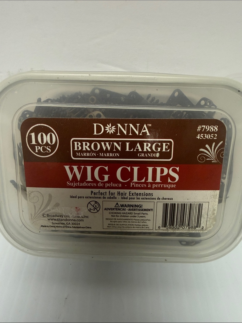 Donna Brown Large Wig Clips - 100 Pack